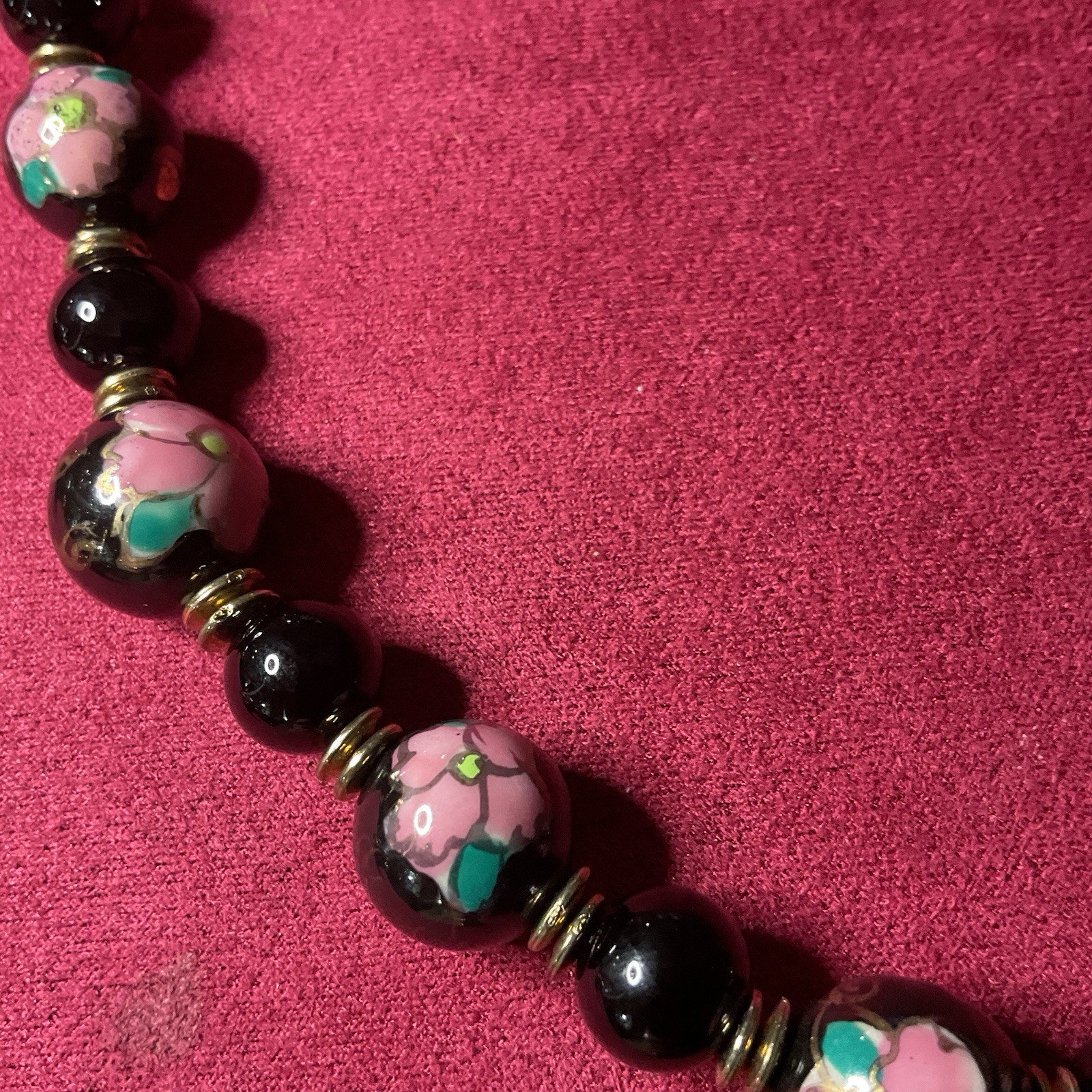 Set Cloisonné Beaded Necklace With Earrings Adjustable Lobster Claw Clasp