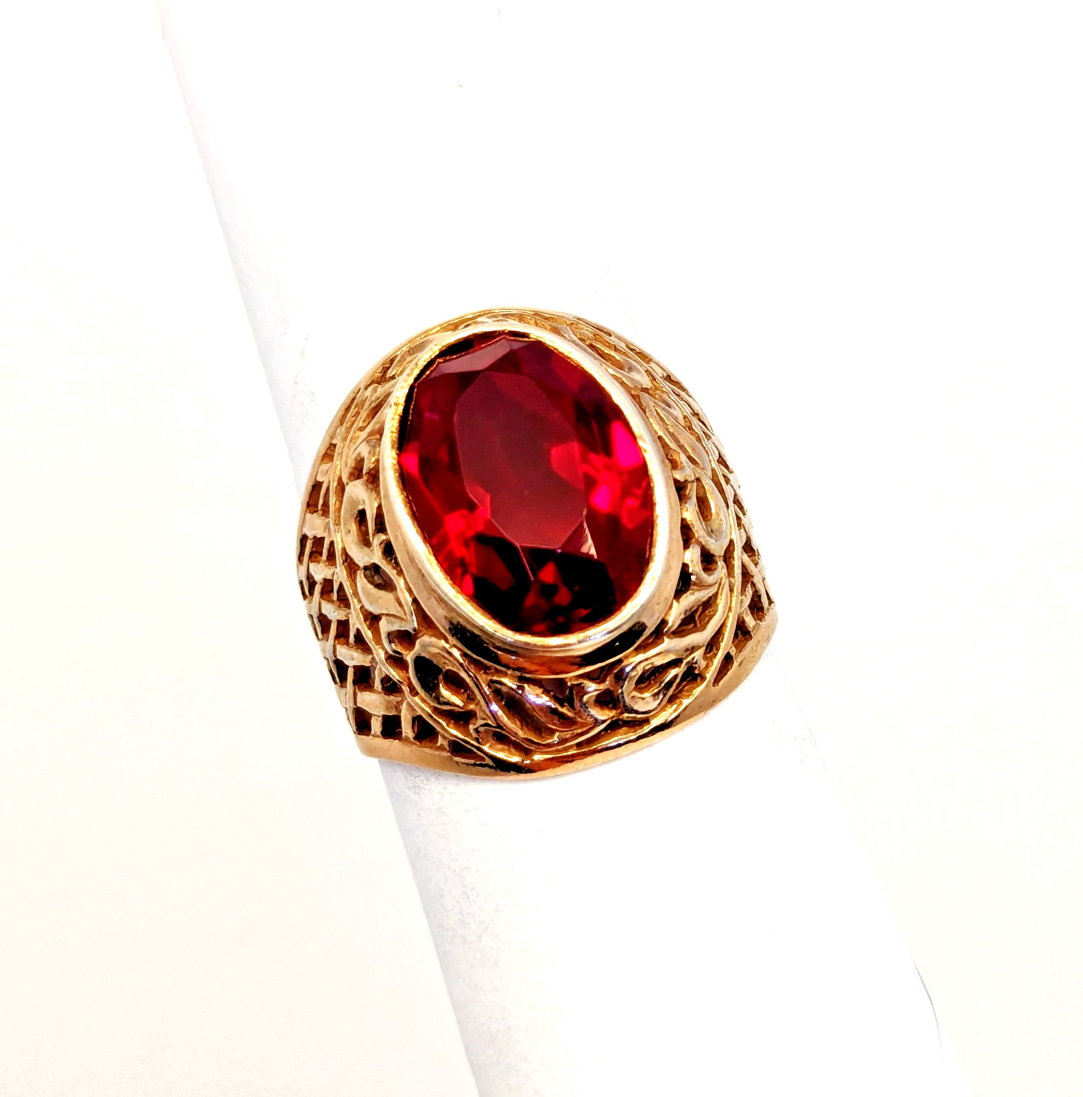 Vintage Soviet RING Silver⭐875 stamp Star USSR with Large Ruby -8US (18.5mm)| #8