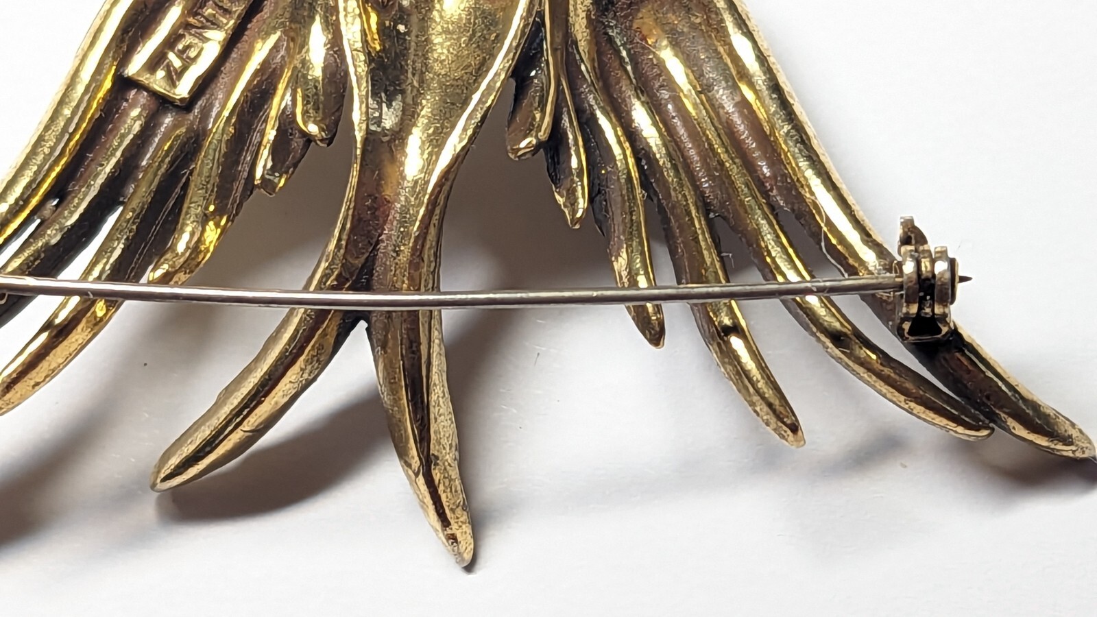 VINTAGE ZENTALL EAGLE BROOCH PIN SIGNED GOLD TONED