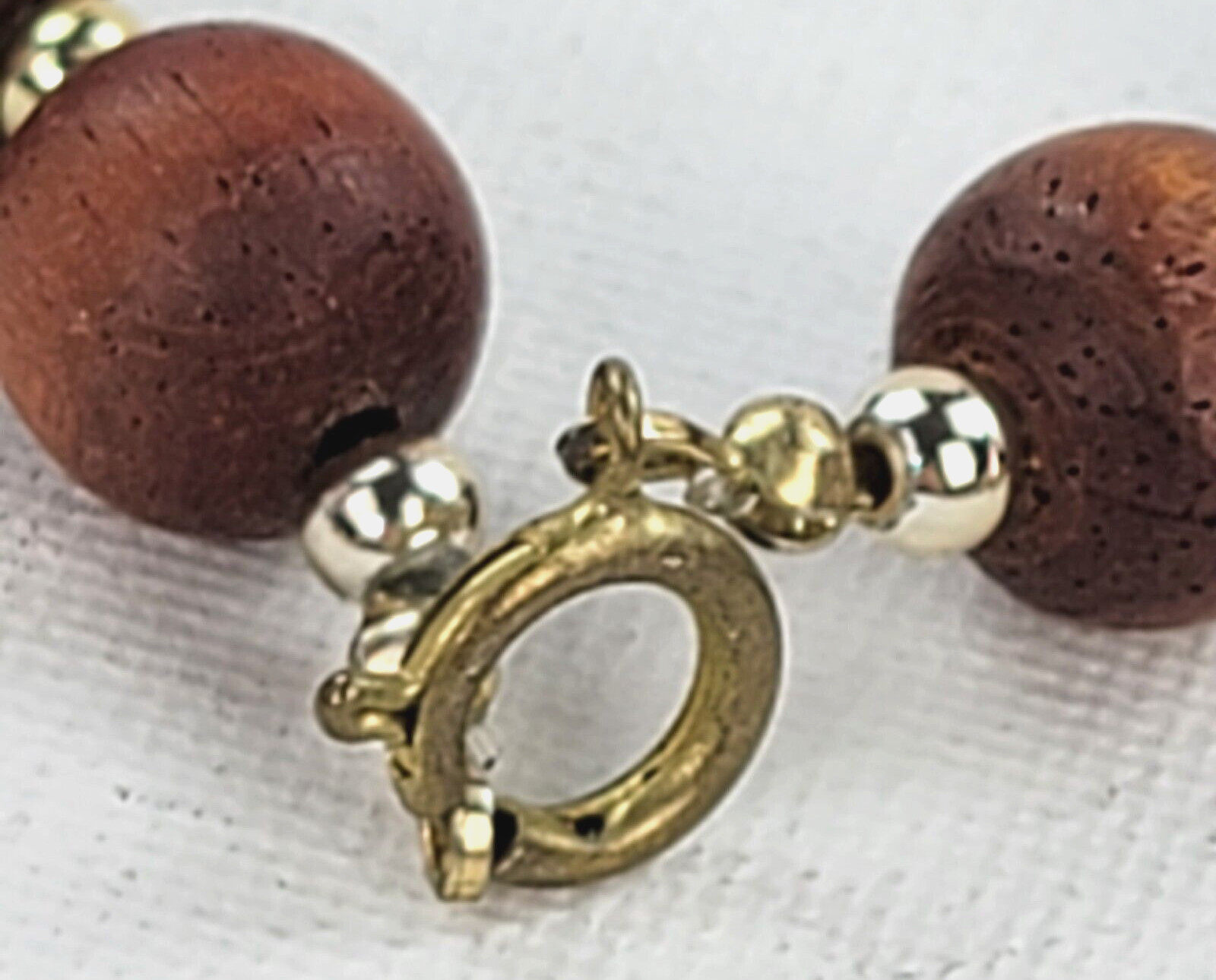Wooden Beaded Necklace Mid Century Modern 29″ Reddish Brown Statement Vintage