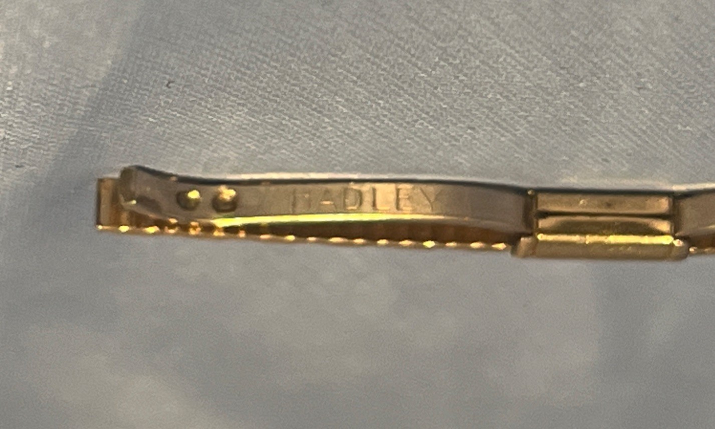 Vintage Hadley Fancy Collar Bar/Stay/Gold Plated Brass/Signed/USA/2 1/8 Inches