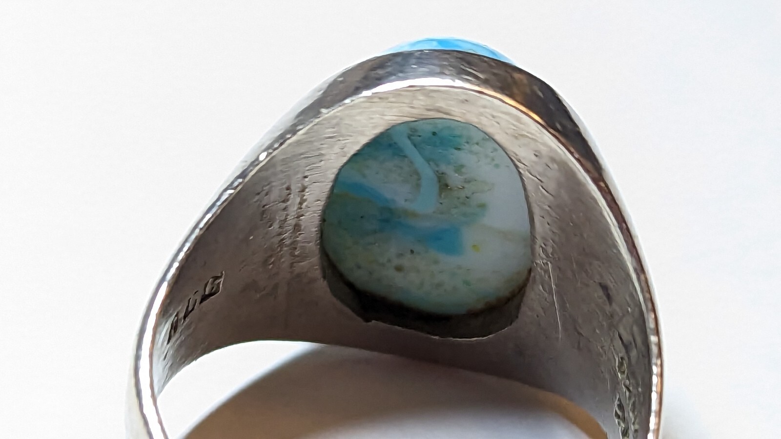 VINTAGE BLUE STONE STERLING SILVER RING SIZE 11 SIGNED RCD 925 MEX