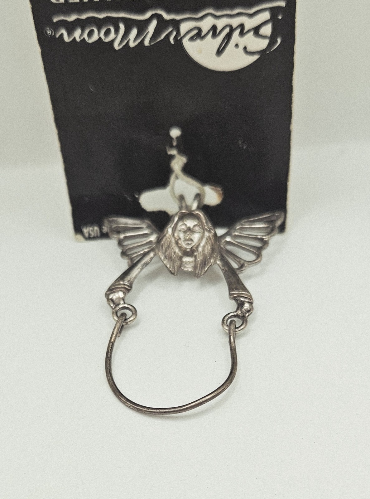Vintage Sterling Silver Guardian Angel Charm Holder Pendant NEW by Silver Moon