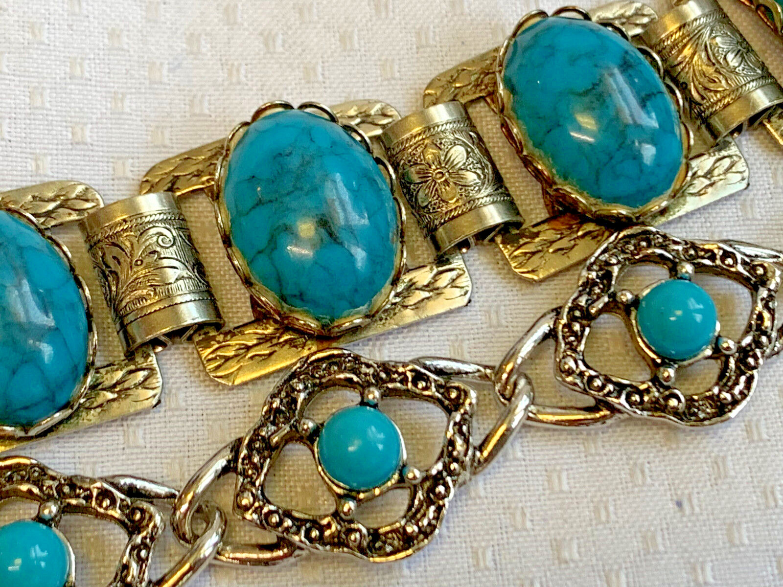 Vtg Bracelet Lot Coro Monet Sarah Coventry Avon Turquoise Look Natural Stone