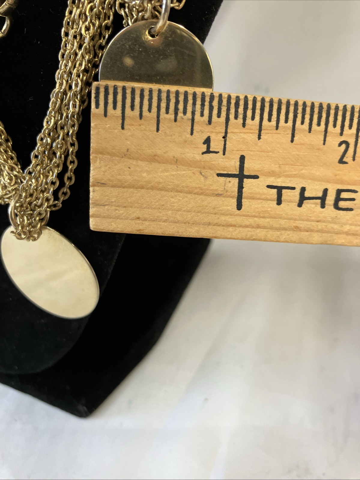 Vtg Gold Tone Chain And Disks Necklace 17” Hook Clasp Very Good Preowned
