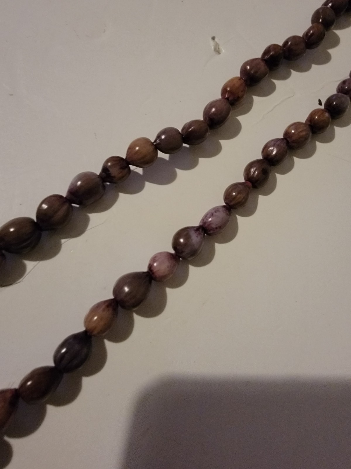Polished Stone Bead Necklace Beaded Pink Purple Red Vintage