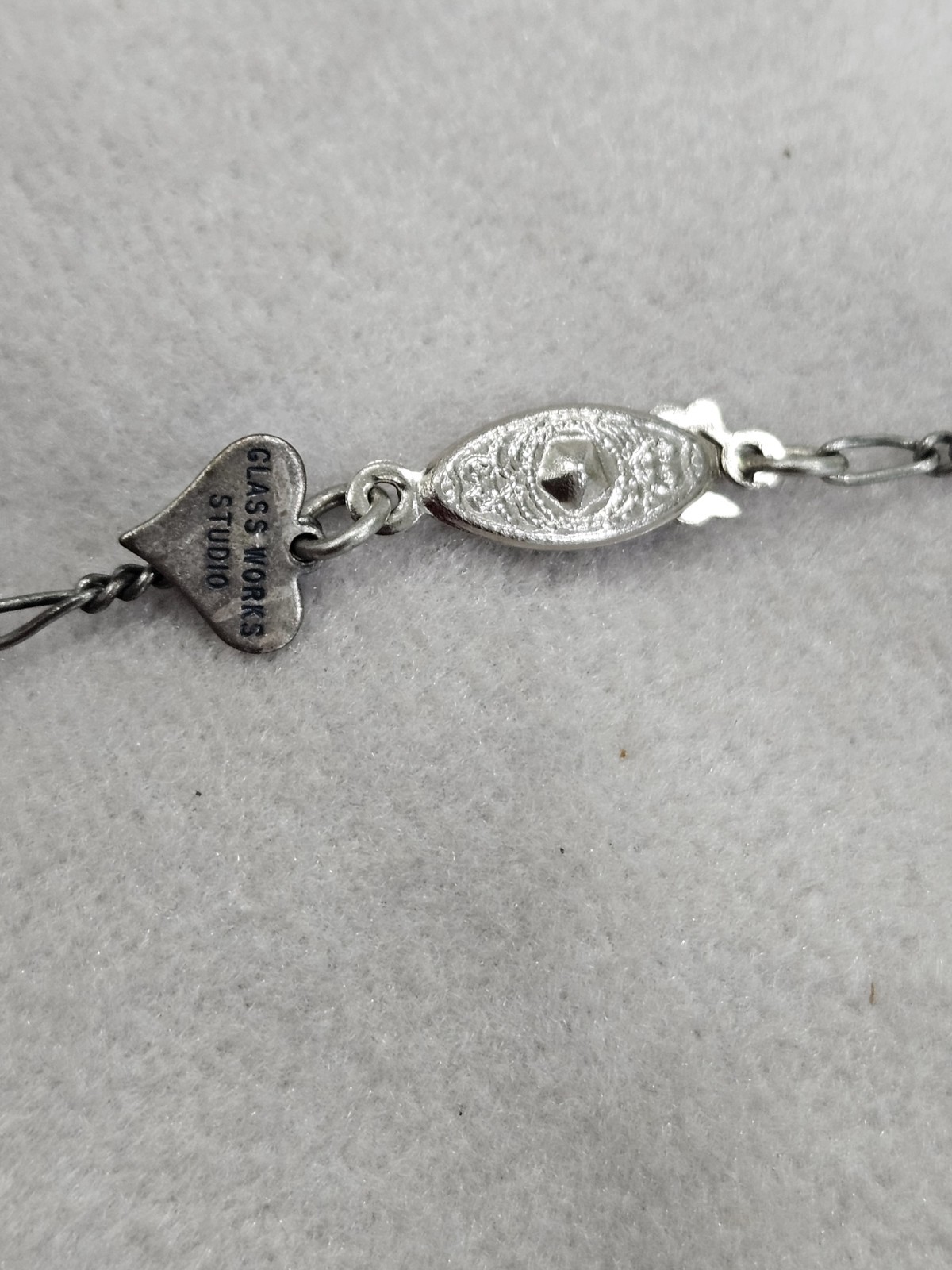 Vintage Glass Works Studio Glass & Silver Charms in Multi Colors Hearts Necklace