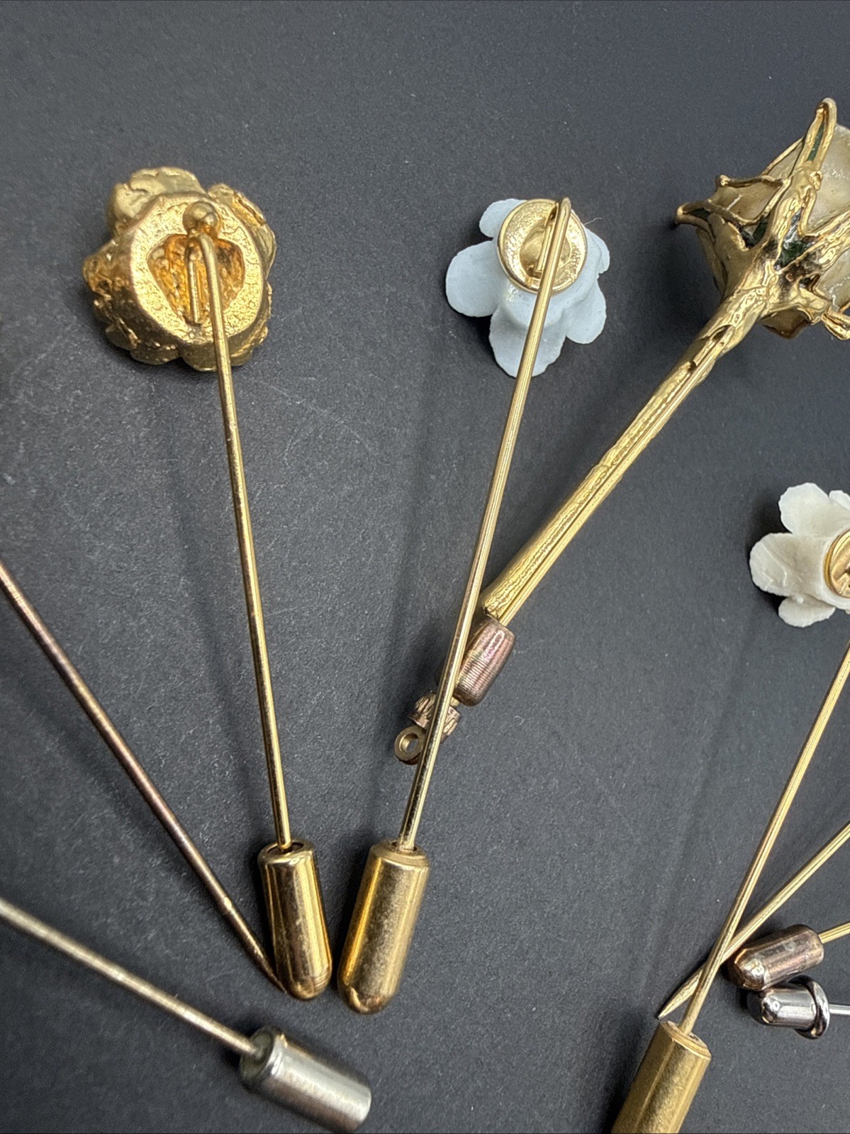Lot Of Stick Pins – Spring Summer Flowers Metal Ceramic Rhinestone B7