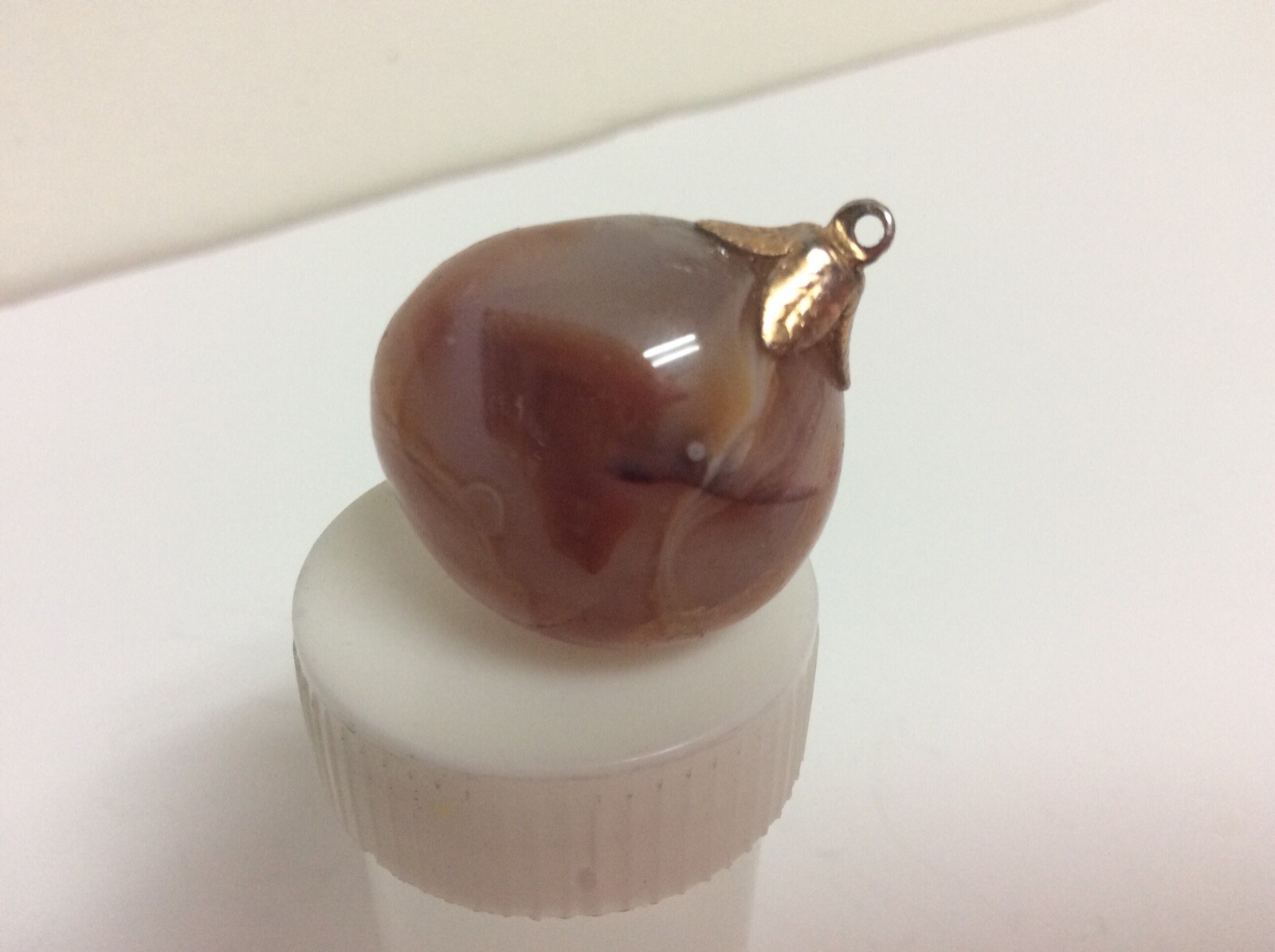 Vintage Polished Stone Swirl Agate Pendant Pear Shape