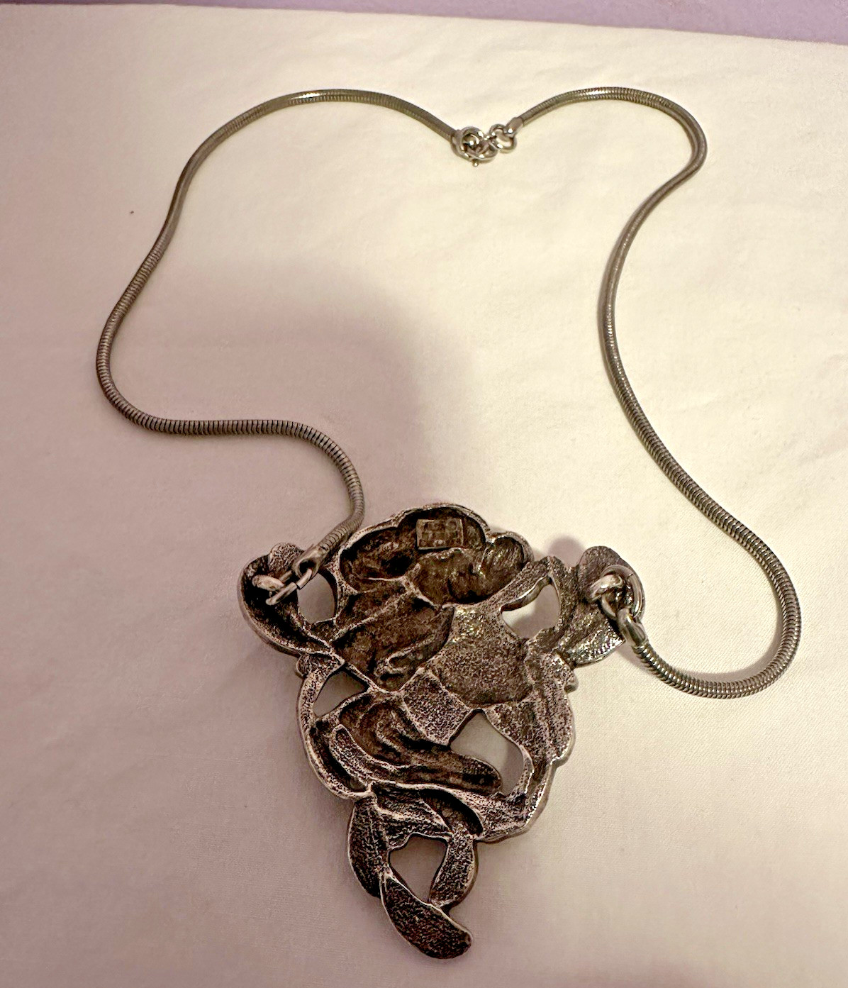 Vintage Art Nouveau W. Kerr American Beauty Woman ALVA Museum pendant necklace