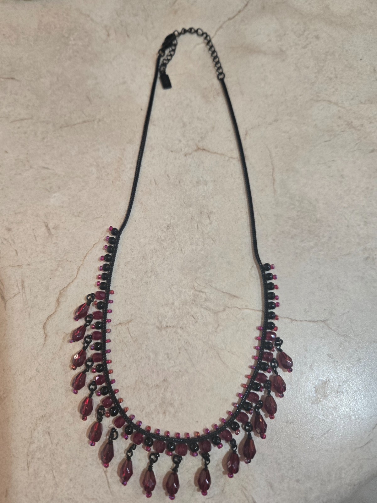 REDUCED Vintage-style 1928 Co. Red Iridescent Beaded Choker Necklace 18”