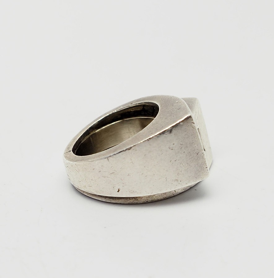 Amazing brutal vintage modern handmade sterling silver geometric ring size 5.25