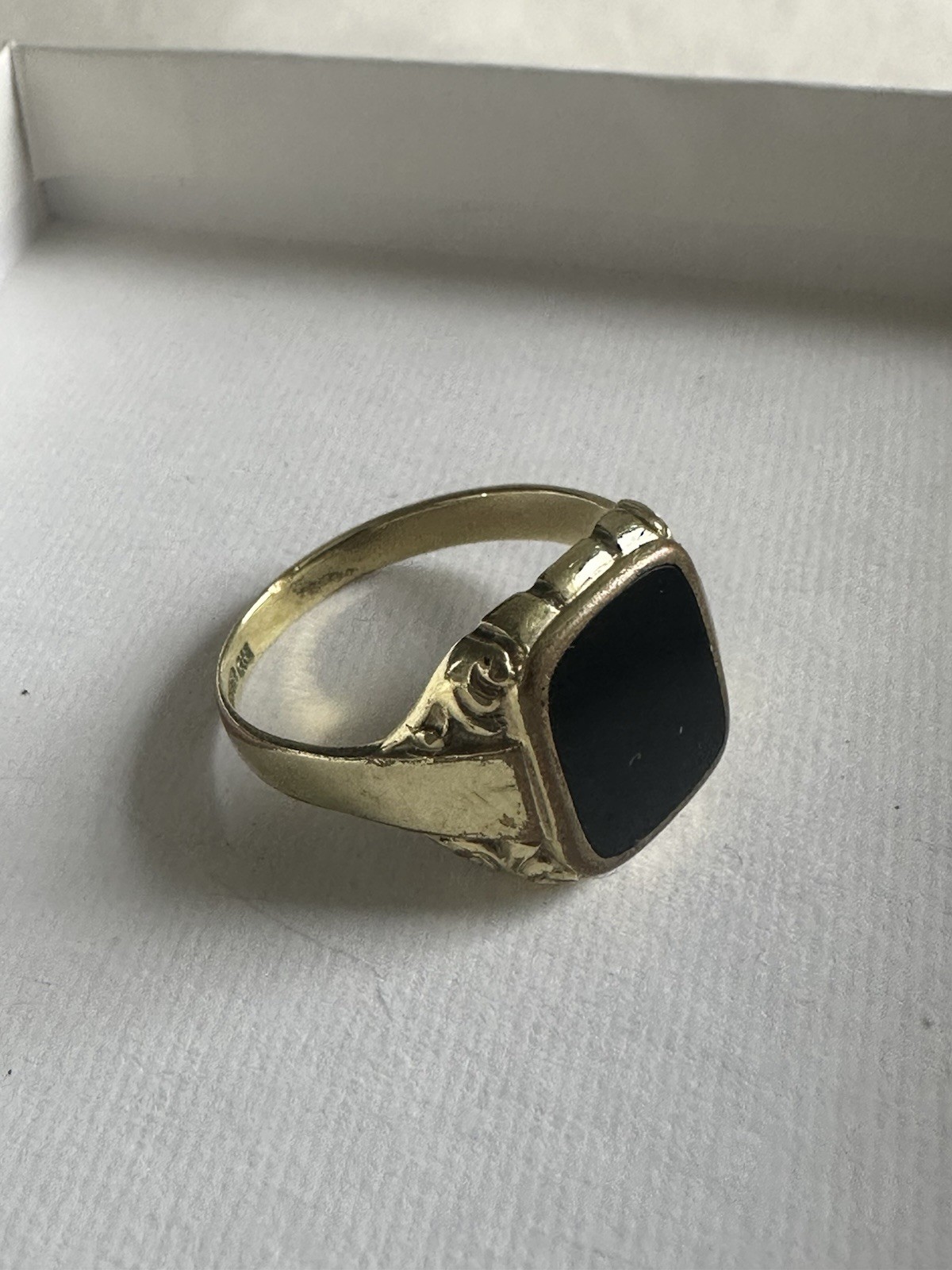 Vintage French Jeweler Astron Charnier Bloodstone Rolled Gold Ring Signed