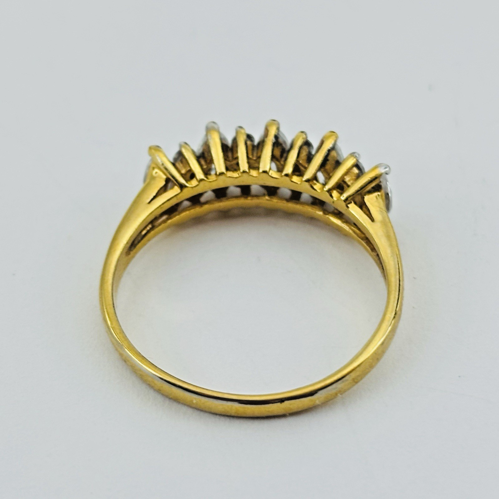 Vintage CZ Marquise Cluster Cocktail Ring Yellow gold plated Size 11