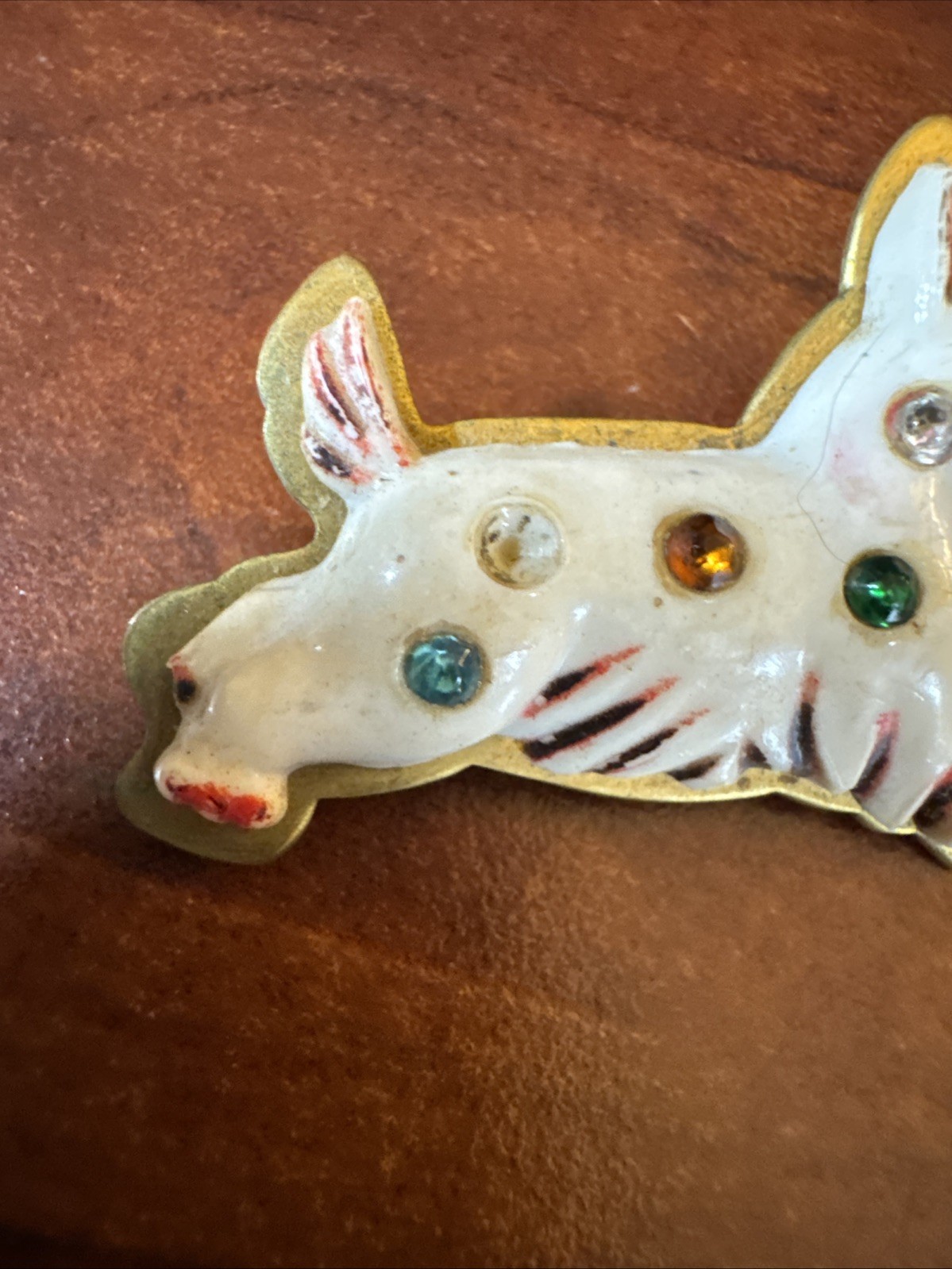 Vintage Brooch Pin Costume Jewelry Dog Scottish Terrier 1950’s Celluloid Metal