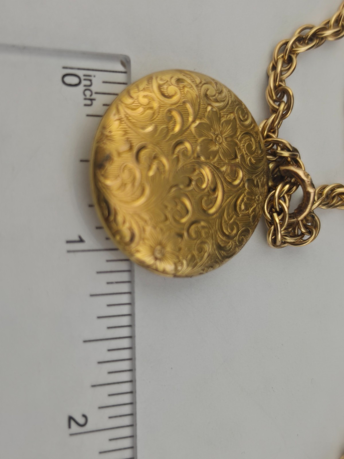 Antique W&SB 1/4 Gold Shell Fill Art Nouveau 3cm Locket Rope Chain Necklace