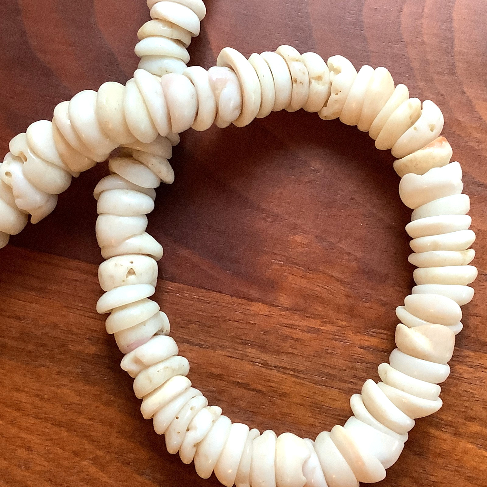 Puka Shell Necklace Vintage Natural Large 10mm Shells Heavy Boho Necklaces 16″