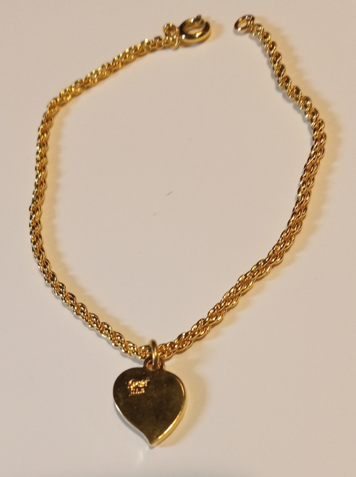 Vintage Speidel USA Two Tone Gold Finish 6 3/4″ Heart Ankle Bracelet – NOS