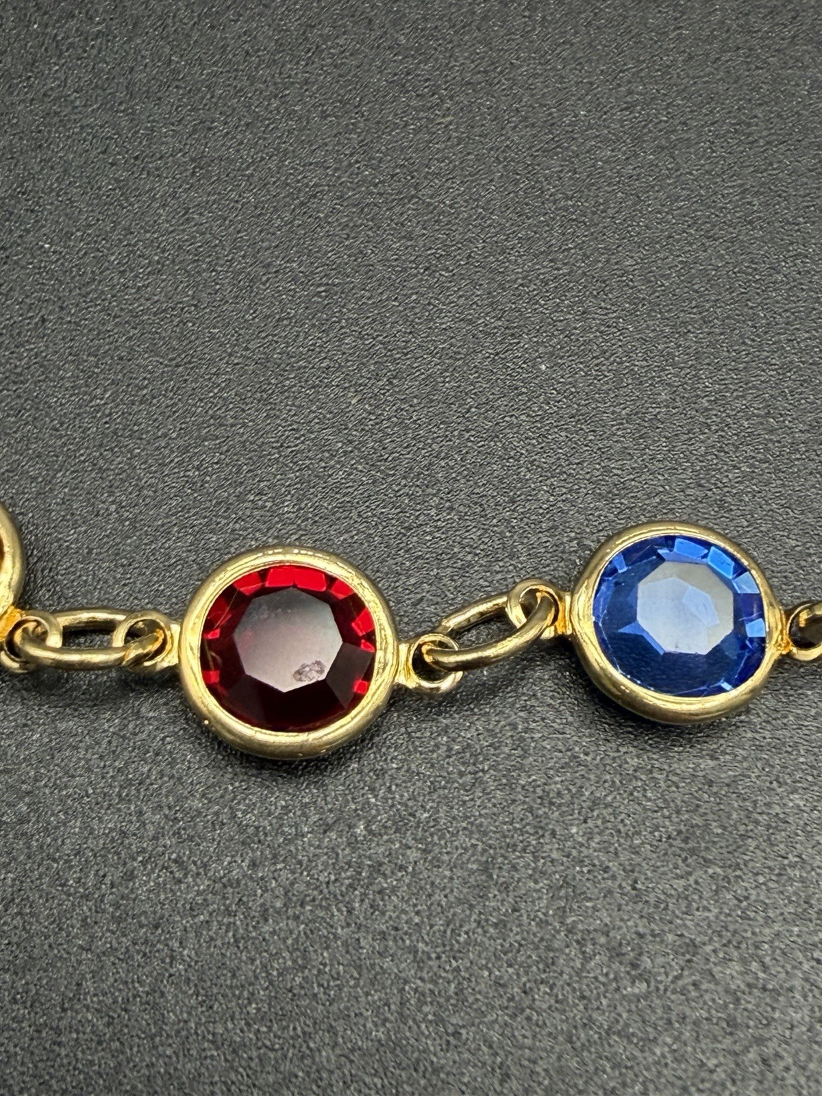 Vintage Austrian Crystal USA Signed Multi color Crystal Bracelet 7.5”