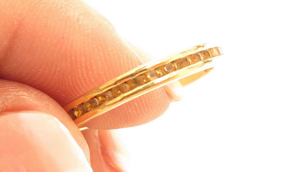 Vintage Channel Set Rhinestone 3mm Yellow Gold Plated Eternity Ring NOS