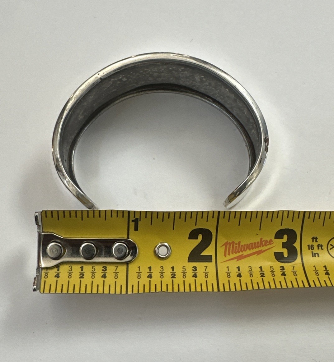 Vintage Sterling Silver Large Cuff Bracelet Slight Concave Shape StampFrom Mex