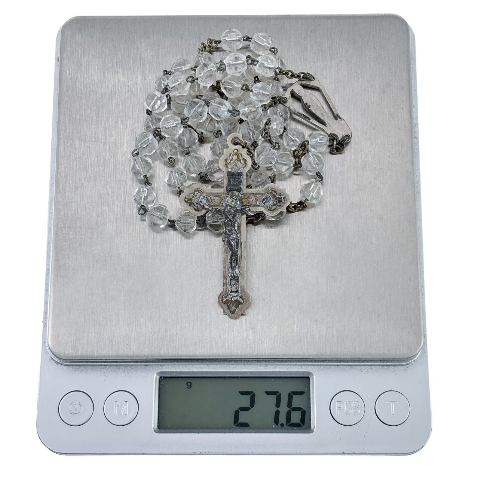 Vintage INRI Italy Sterling Silver 925 | Crystal Beaded Crucifix Rosary