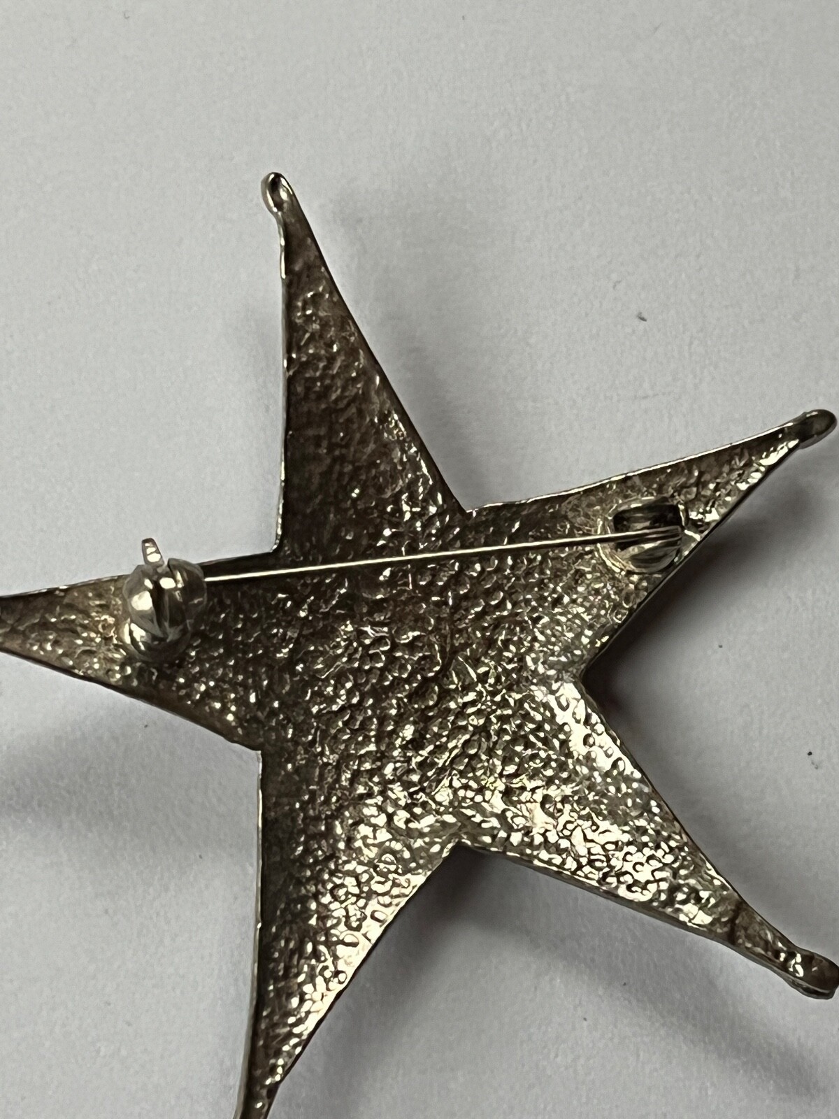 Vintage Large Etched Star w Pinched Ends Brooch Pin – 2 and 3/8th’s inches in