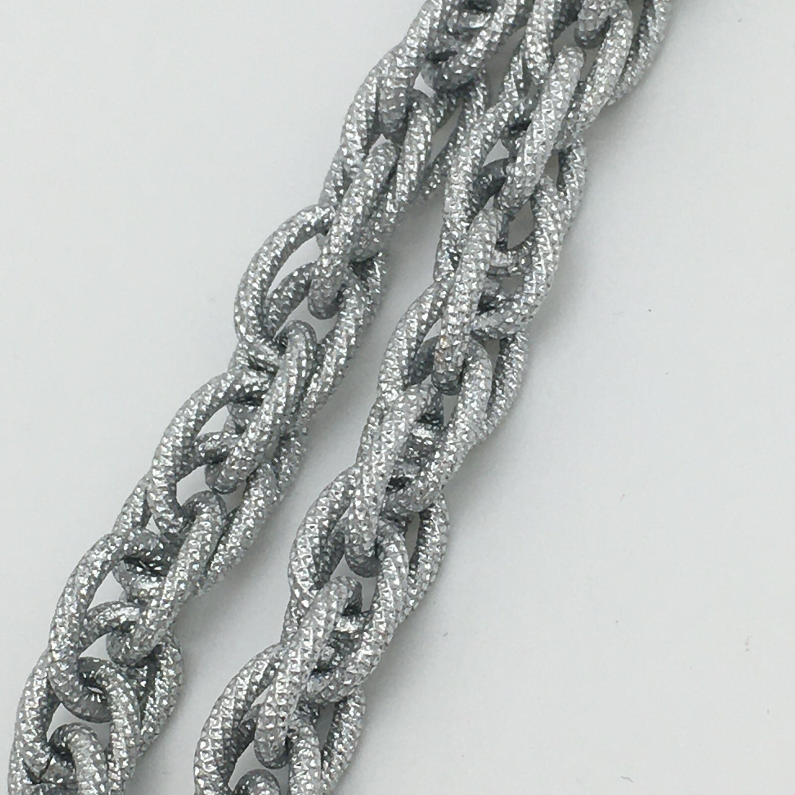 Silver Textured German Eloxal Aluminum Curb Link Double Wrap Chain Necklace ✨EXC