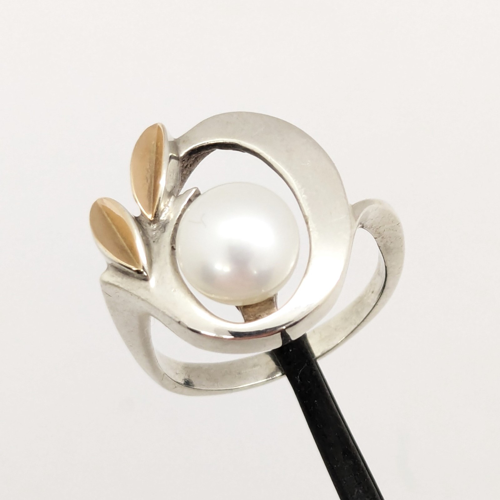 Vintage Luxury RING Silver 875 with Gold Inlay 585 -size: 8US (18mm) -5.52g. #16