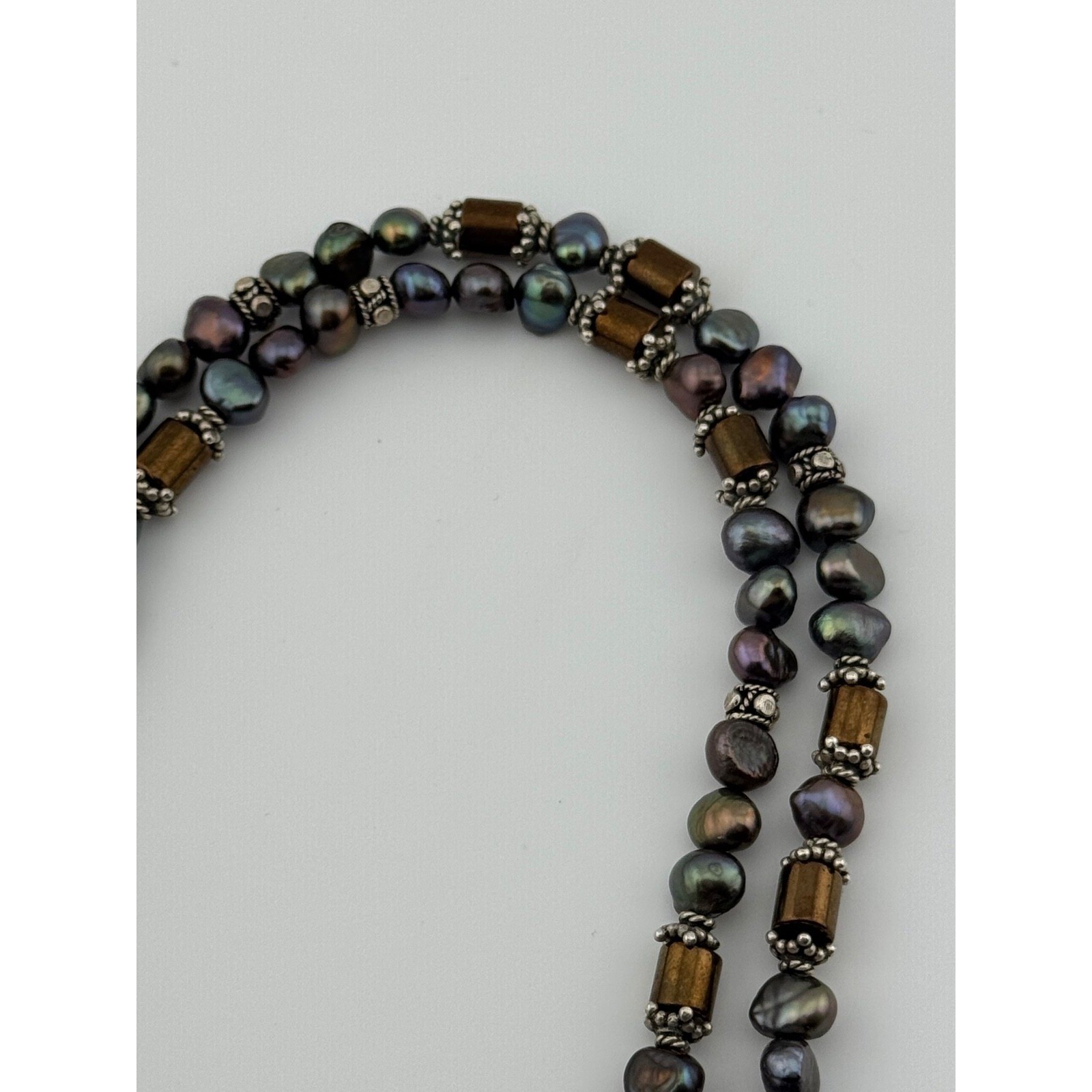 Vintage 1999 Robert Bob Burkett Signed Dragonfly Pendant Beaded Pearl Necklace