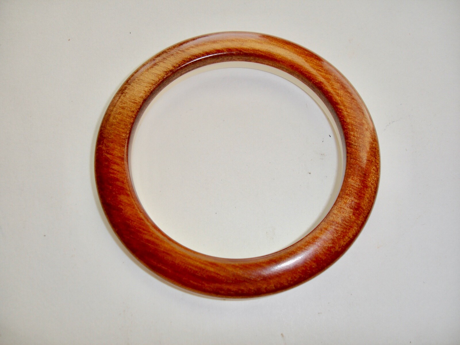 Vintage Polished Wood and Lucite Round Bangle Bracelet