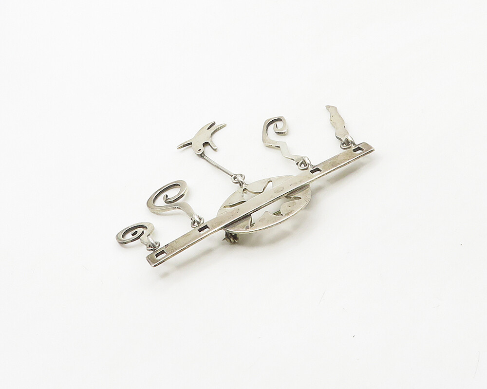 FORBES 925 Sterling Silver Vintage Shiny Swirl Charms Brooch Pin BP7034