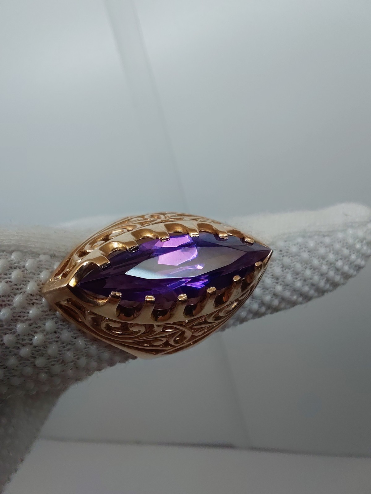 Vintage Soviet Solid Rose Gold Ring 14 K 583 Alexandrite Size 8.25