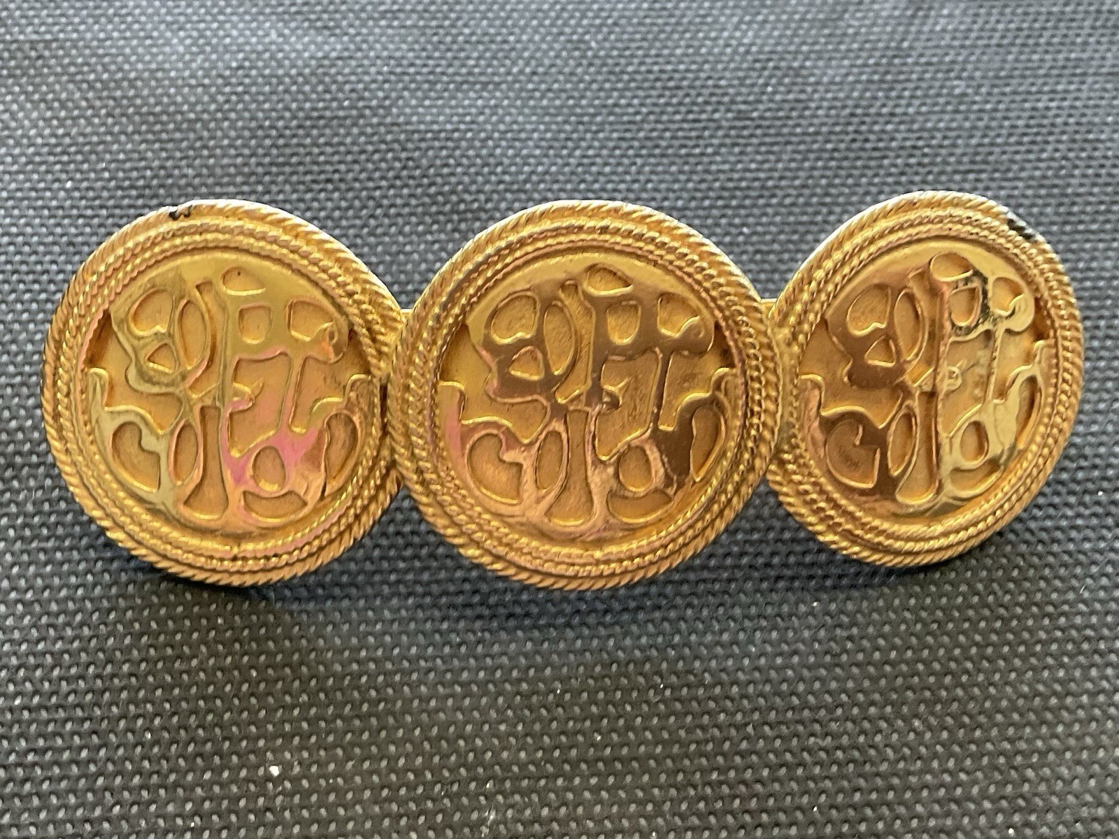 Vintage Signed Gay Boyer Made In France Hair Barrette Clip Gold Tone