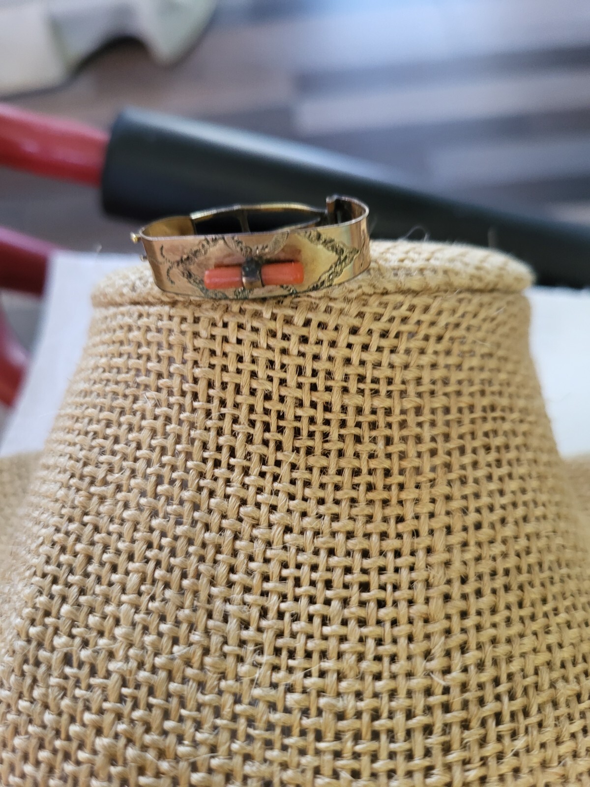 victorian antique gold coral hair clasp estate
