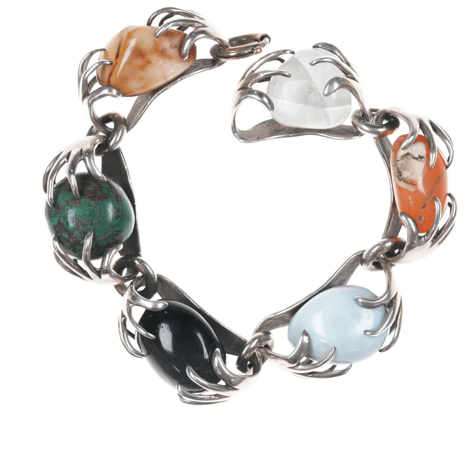 6.625″ Vintage Los Castillo Sterling Multi-stone bracelet