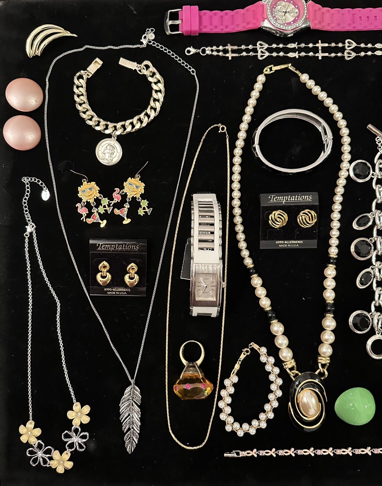 Vintage Costume Jewelry & Watches ALL WEARABLE used Lot Some Signed