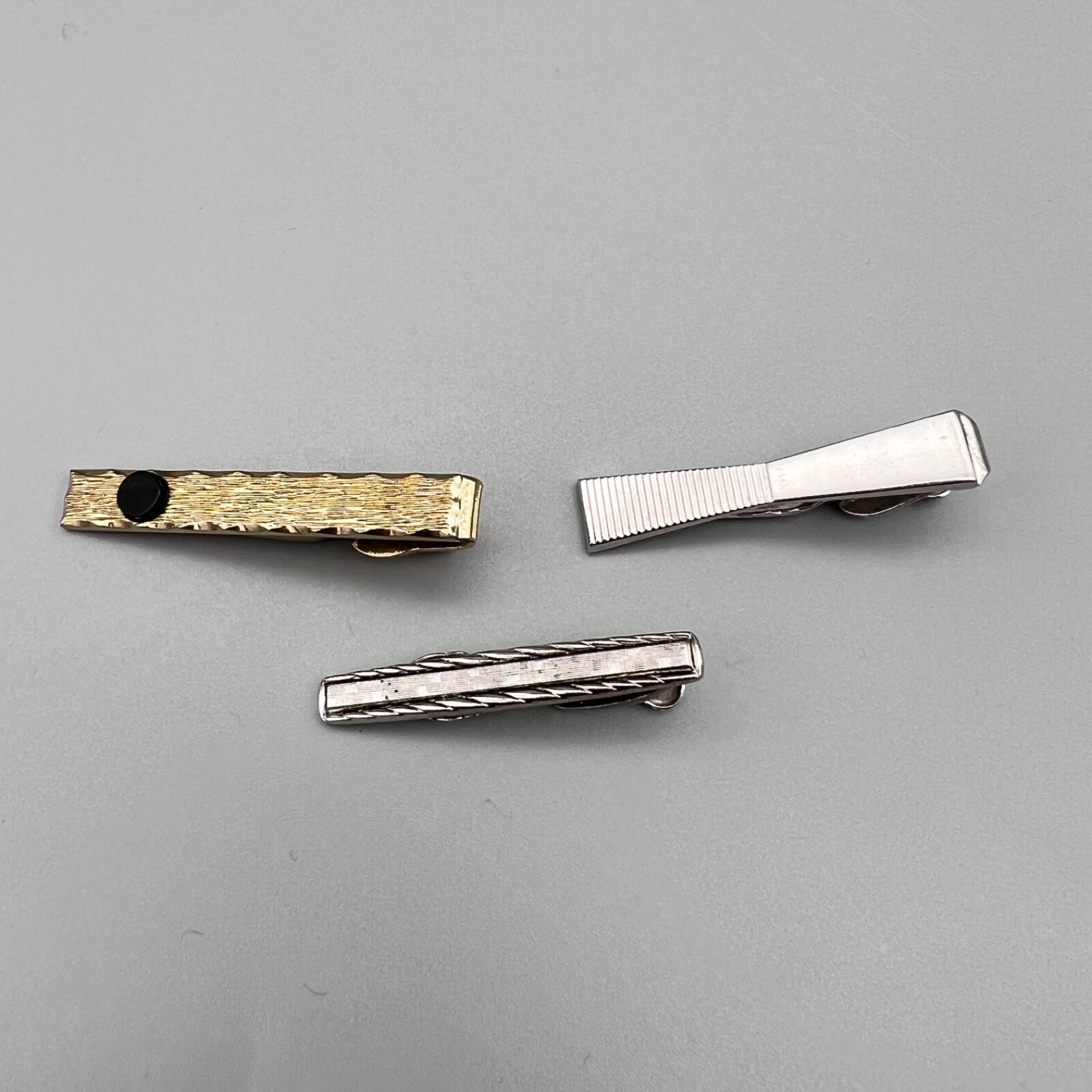 VTG Tie Bar Tie Clip Gold/ Silver Tone Men’s Business Casual & Collar Pin 4 Pc