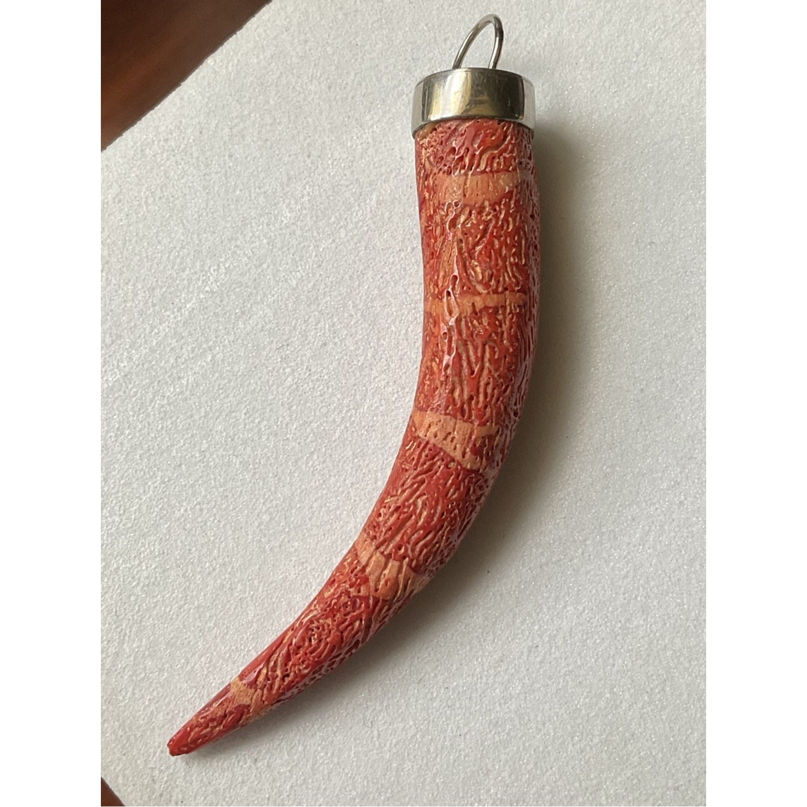 Vintage Sponge Coral Horn Pendant