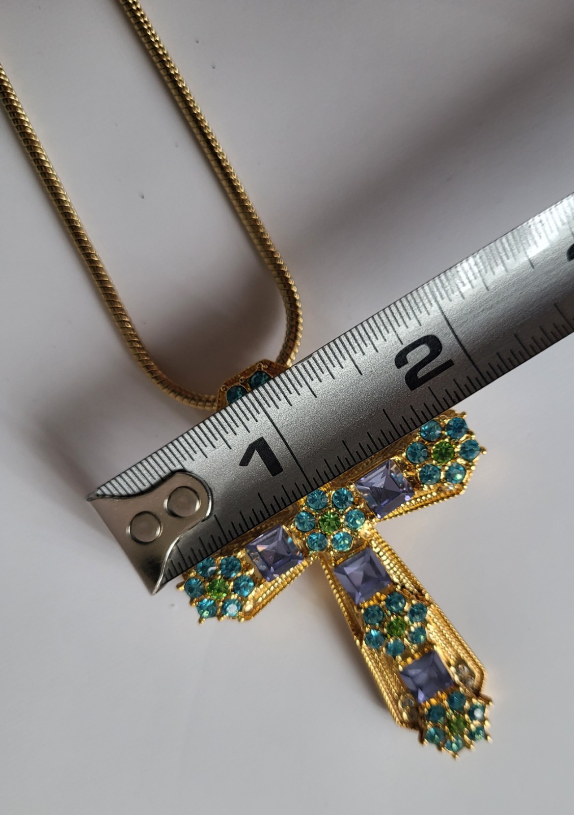 Beautiful Vintage HSN Real Collectibles by Adrienne Lg. Cross Colored Crystals