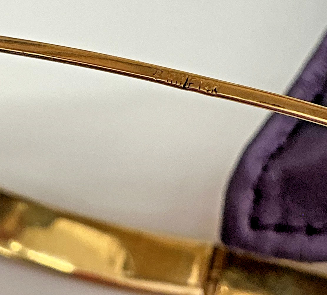 VTG 14k Gold Engraved Bangle Bracelet Monogram Signed RINE Jewelry 9g R757S-DsVa