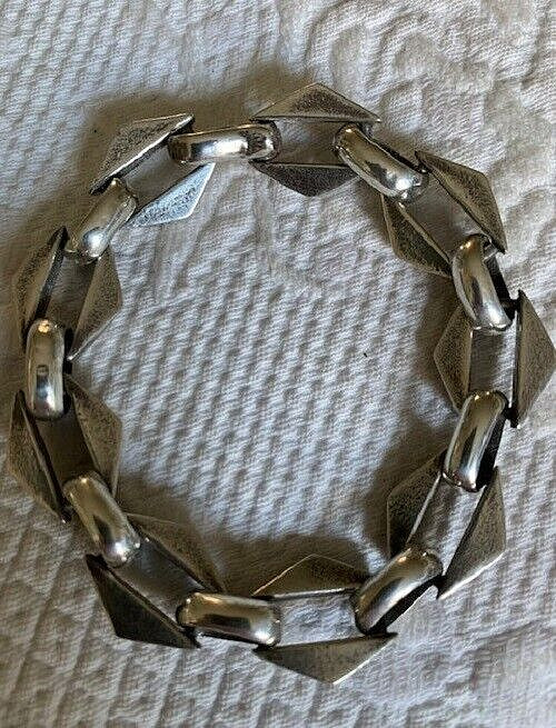 VINTAGE STERLING & GOLD FABULOUS HEAVY LINK BRACELET MAY BE NATIVE AMERICAN