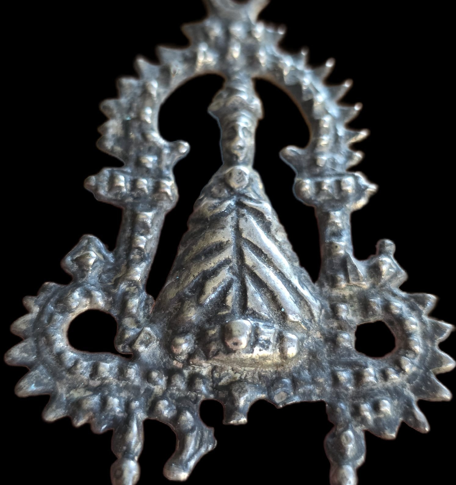 Fine Antique 18Th Century Silver Virgin Mary & Baby Jesus Pendant Ca 1700