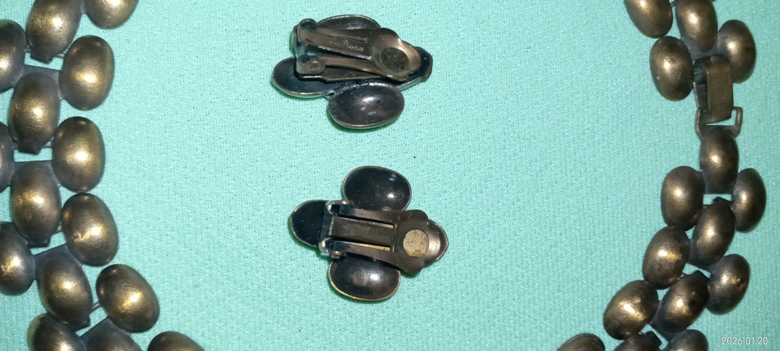Vintage SIGNED La Roco COPPER Modernist Necklace Choker Earrings SET Estate