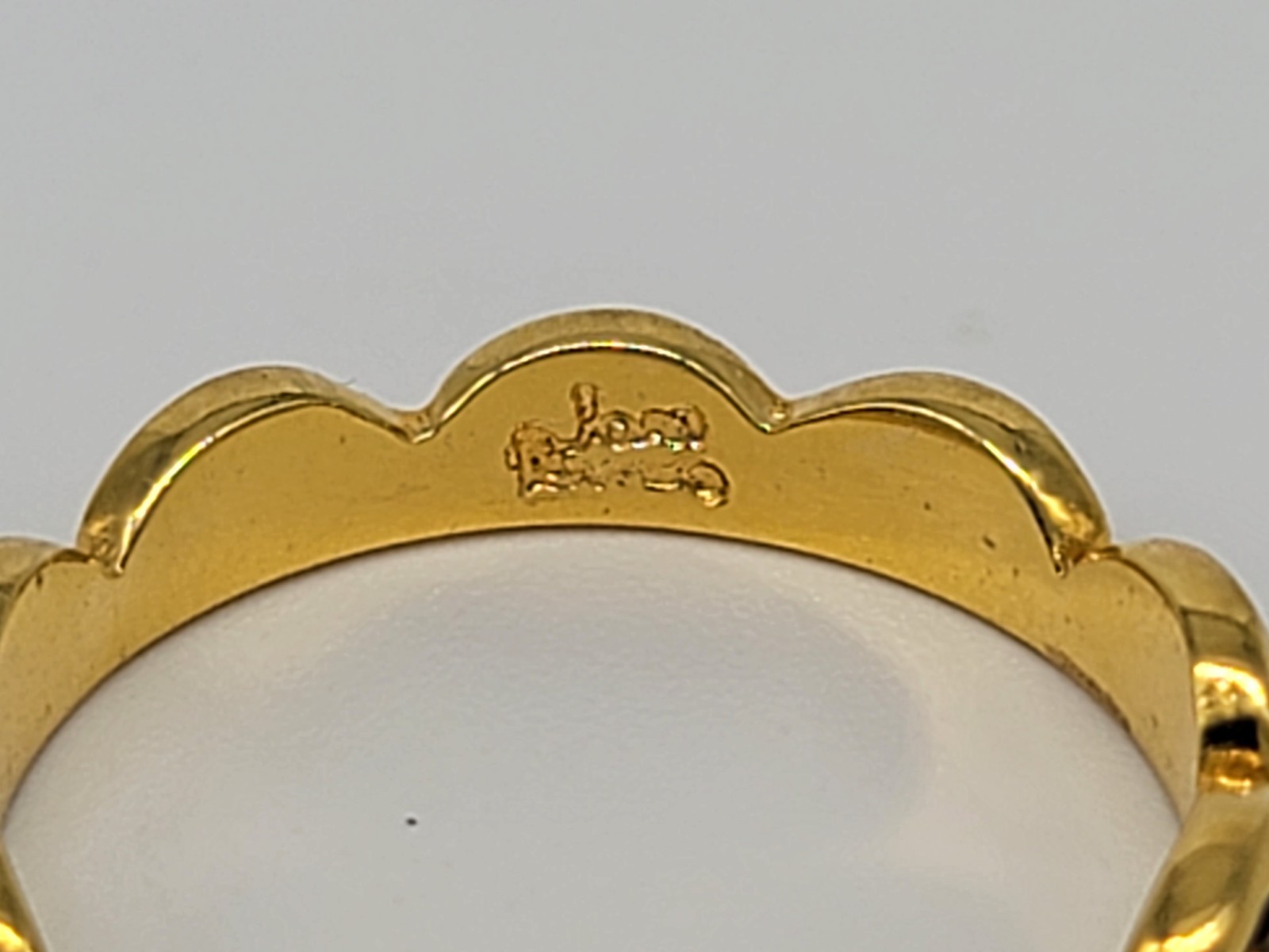 Gold Tone Ring Set Lot of 2 Size 5 Black Enamel Band Stackable Toe Rings Shiny!