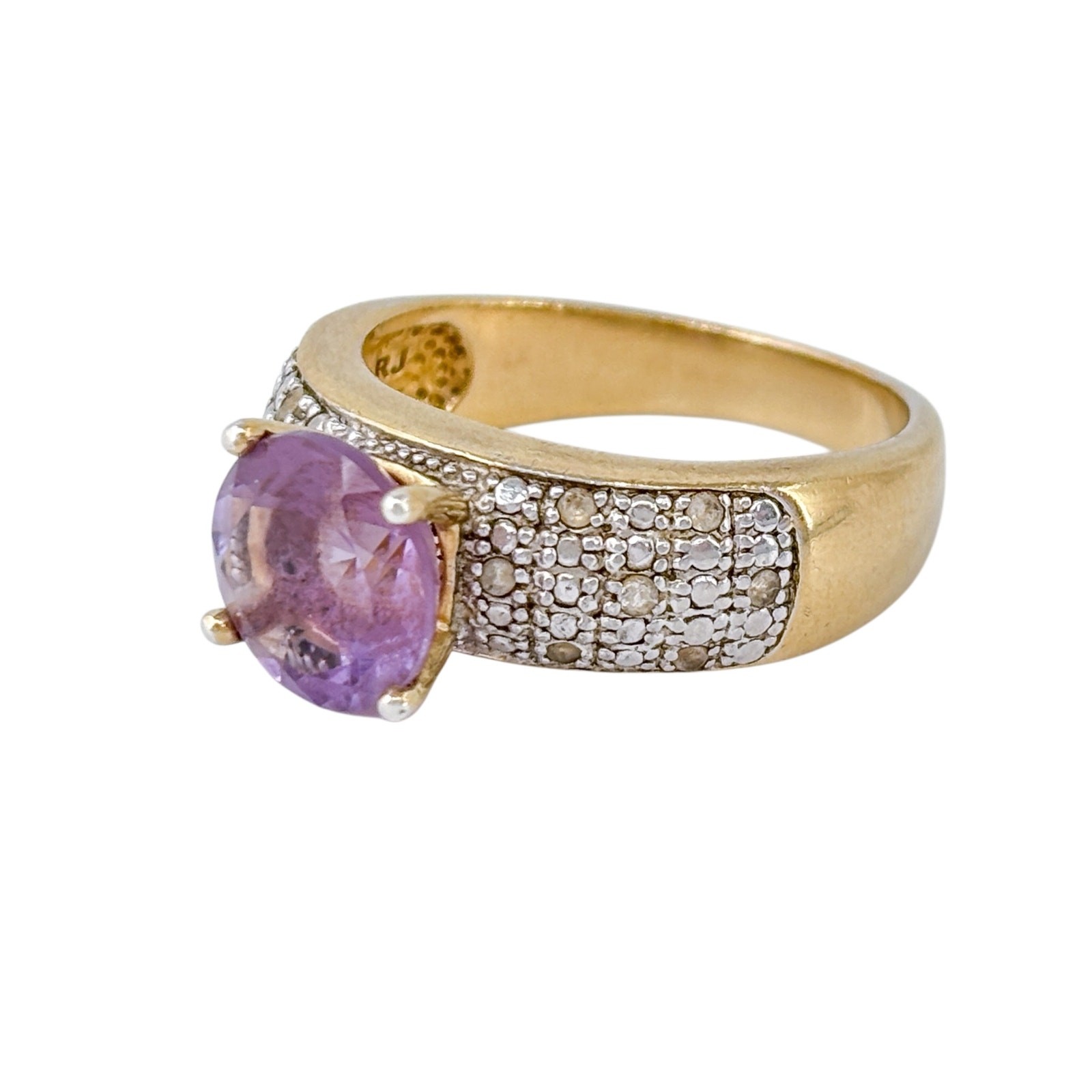 Purple Amethyst Ring | Gold Plated Sterling Silver 925 | Thailand | Size 10
