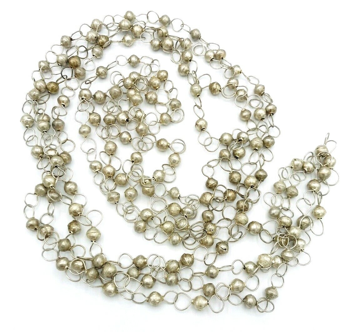 Set of Two Vintage Aluminum Ball Link Chain Layering Necklaces 60″