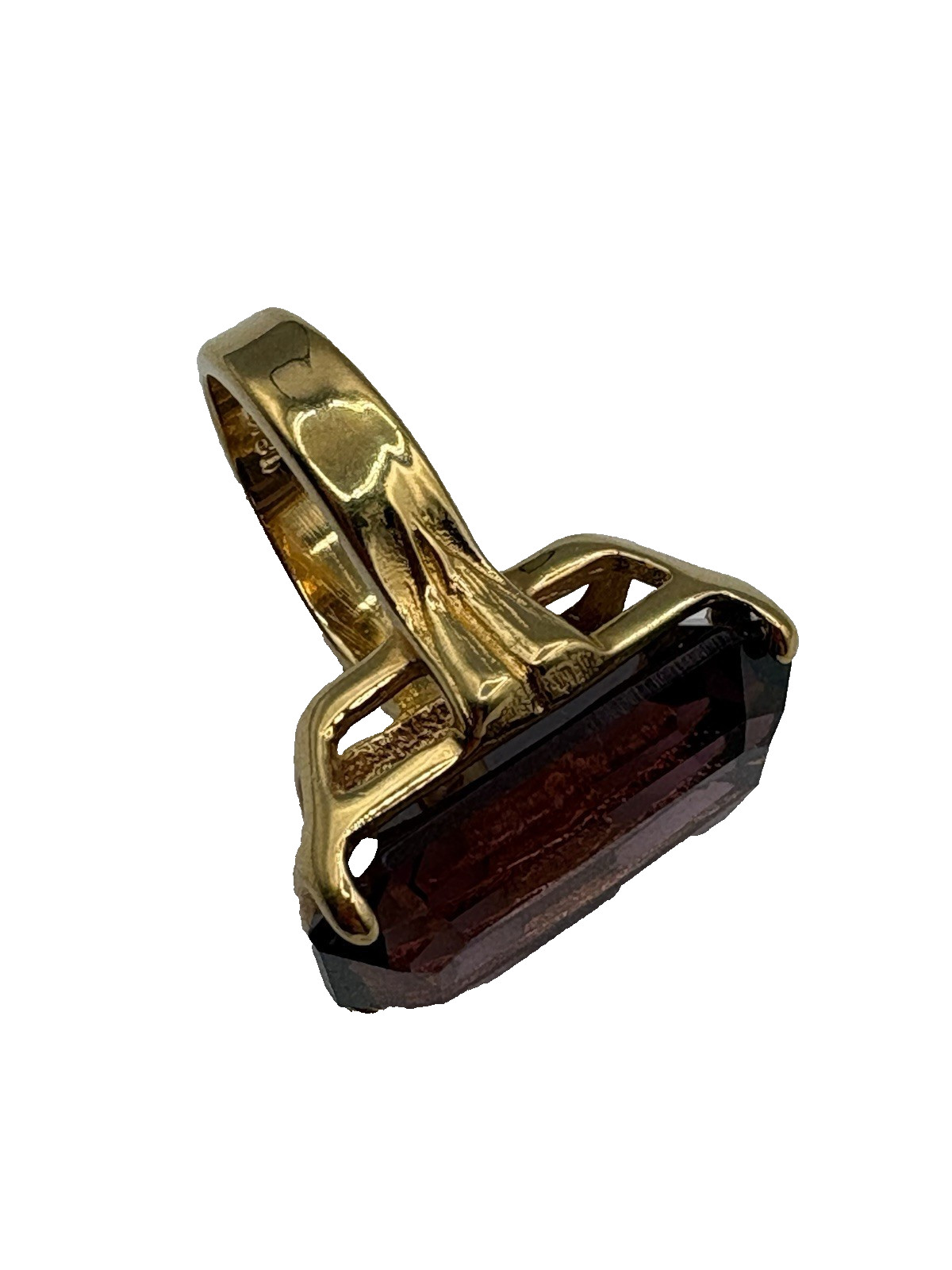 18K HGE Emerald Cut Purple Stone Vintage Rectangular Cocktail Statement Ring