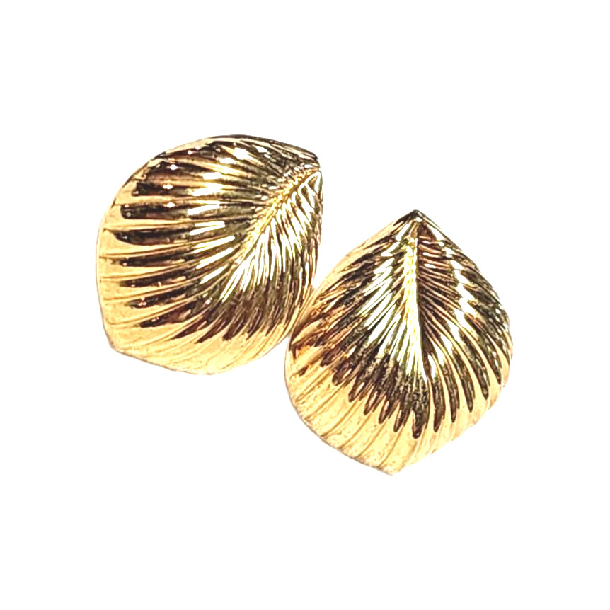 Vintage Napier Gold Tone Leaf Design Textured Post Stud Earrings Leaves Nature