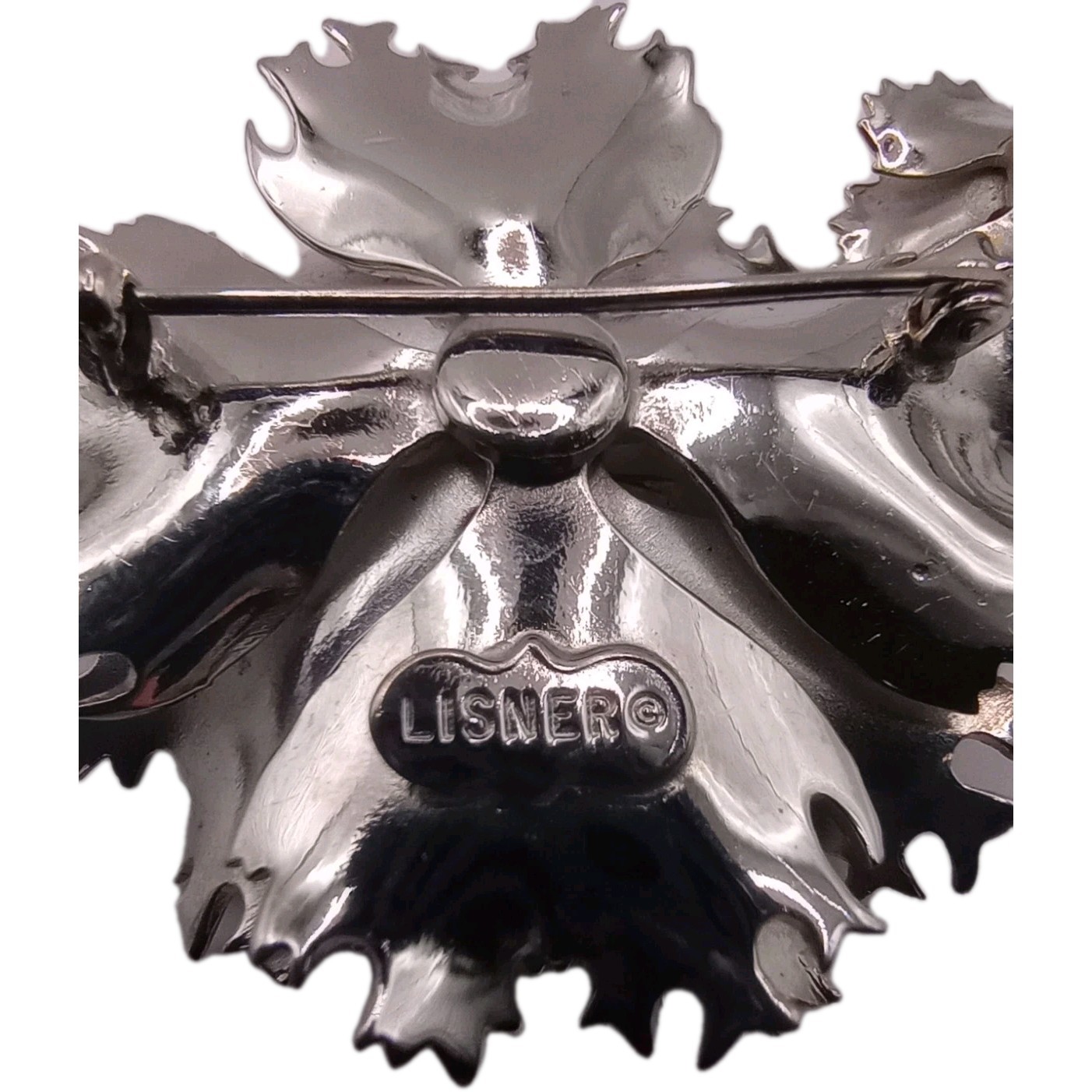 Vintage Lisner Floral Brooch 2 in And Earring Set 3D Leverback Silver Tone
